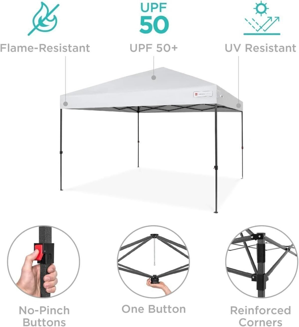 12x12ft 1-Person Setup Pop Up Canopy Tent Instant Portable Shelter w/ 1-Button Push