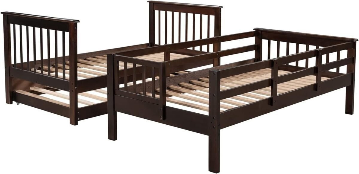 Bunk Bed with Stairs Storage, Twin Over Twin Size, Wooden Stairway Bunkbeds