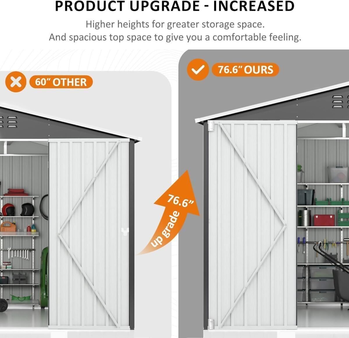 8 x 12 FT Outdoor Storage Shed, Metal Garden Shed with with Updated Frame Structure, Tool Sheds for Backyard