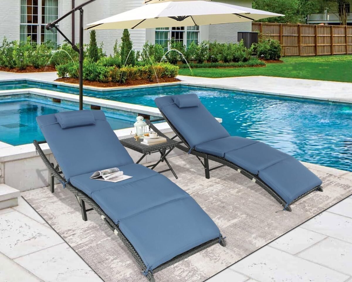 Outdoor Lounge Chairs Set Recliners Lounge, Outside Adjustable Chair, Rattan Chair for Poolside