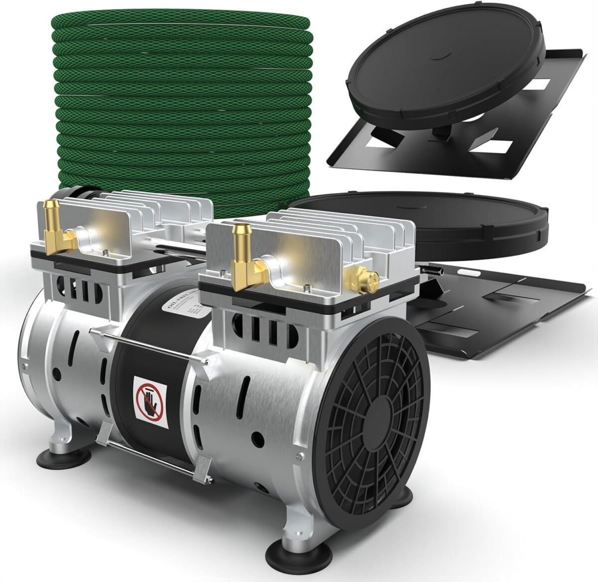 110V Pond Aerator System 5.76CFM 2 Diffusers, 550W Power Air Compressor for Deep Water Oxygen Circulation