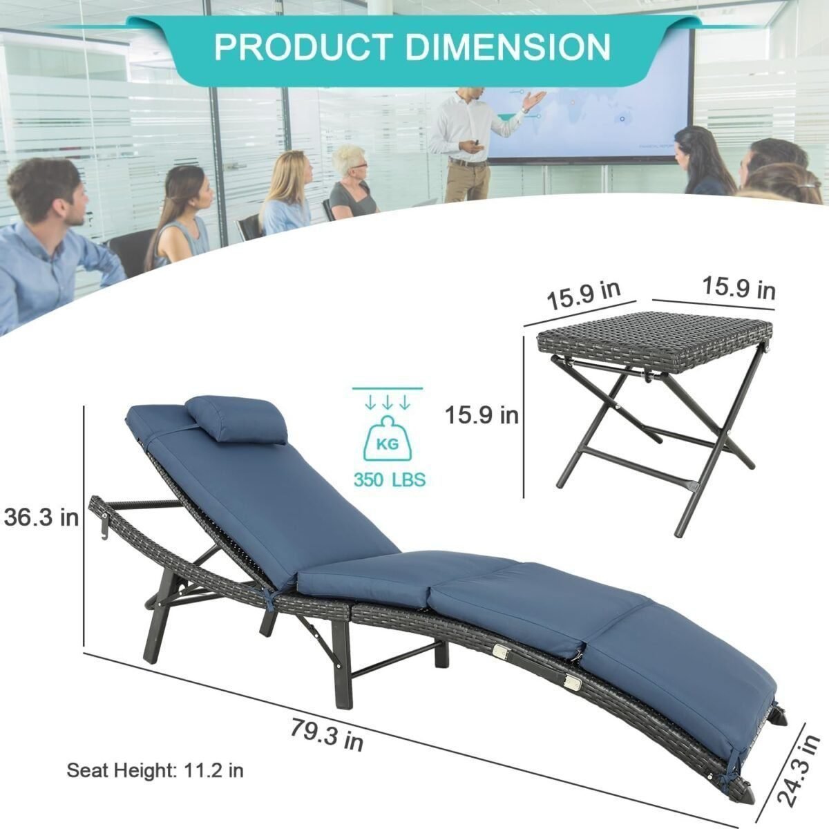 Outdoor Lounge Chairs Set Recliners Lounge, Outside Adjustable Chair, Rattan Chair for Poolside