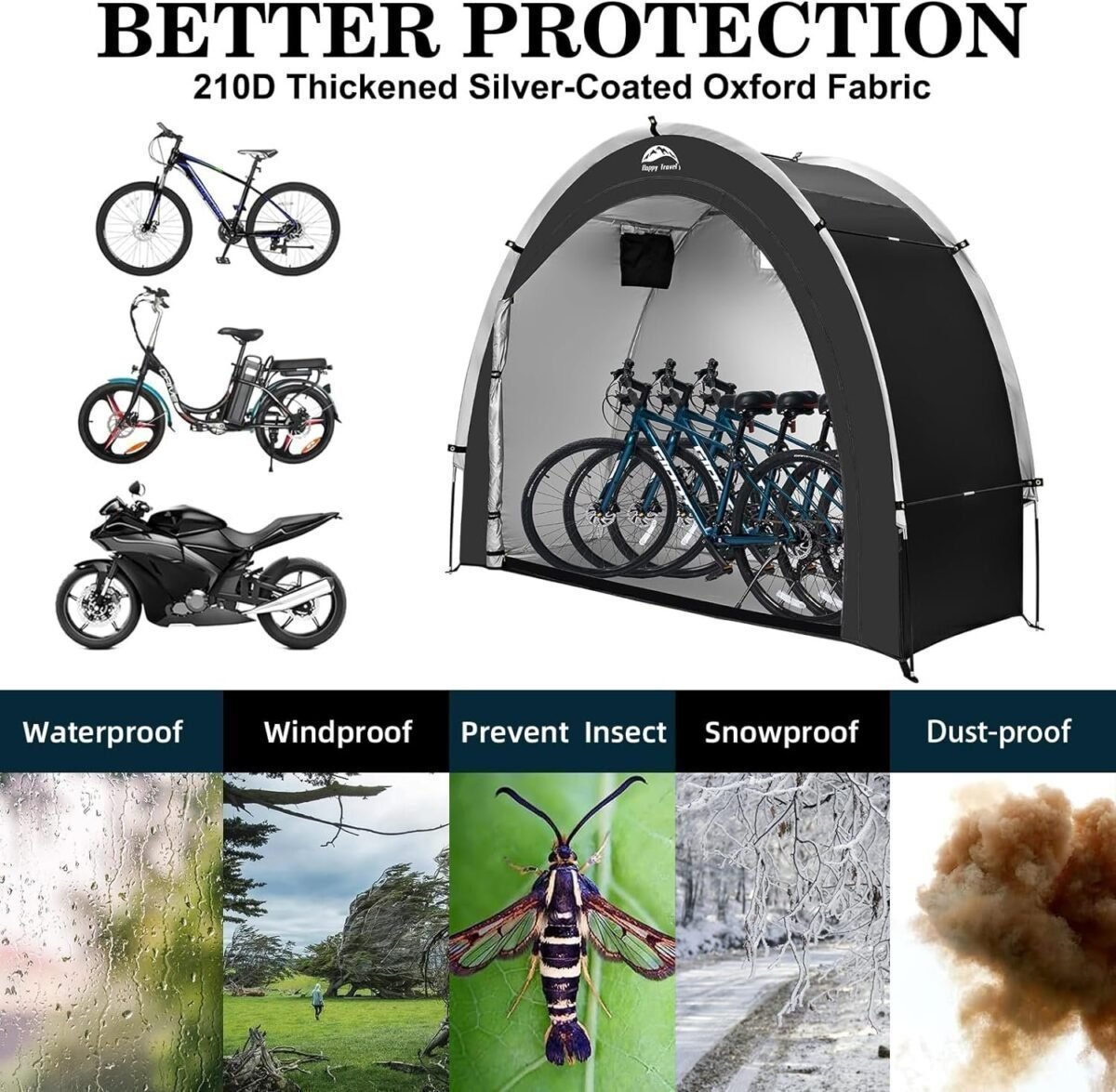 Bike Storage Shed Tent,Outdoor Portable Bicycle Storage Sheds with 210D Oxford Fabric PU4000 Waterproof