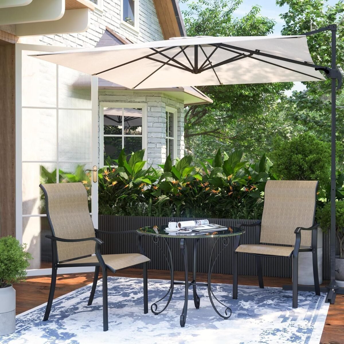 Outdoor Patio Dining Chairs Set of 6, High Back Patio Chairs, All-Weather with Armrests for Lawn