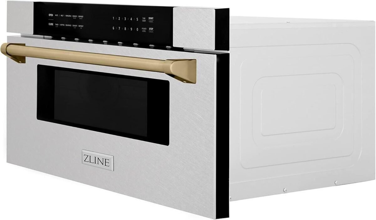 ZLINE Autograph 30" Built-In Microwave Drawer in Stainless w/Champagne Bronze