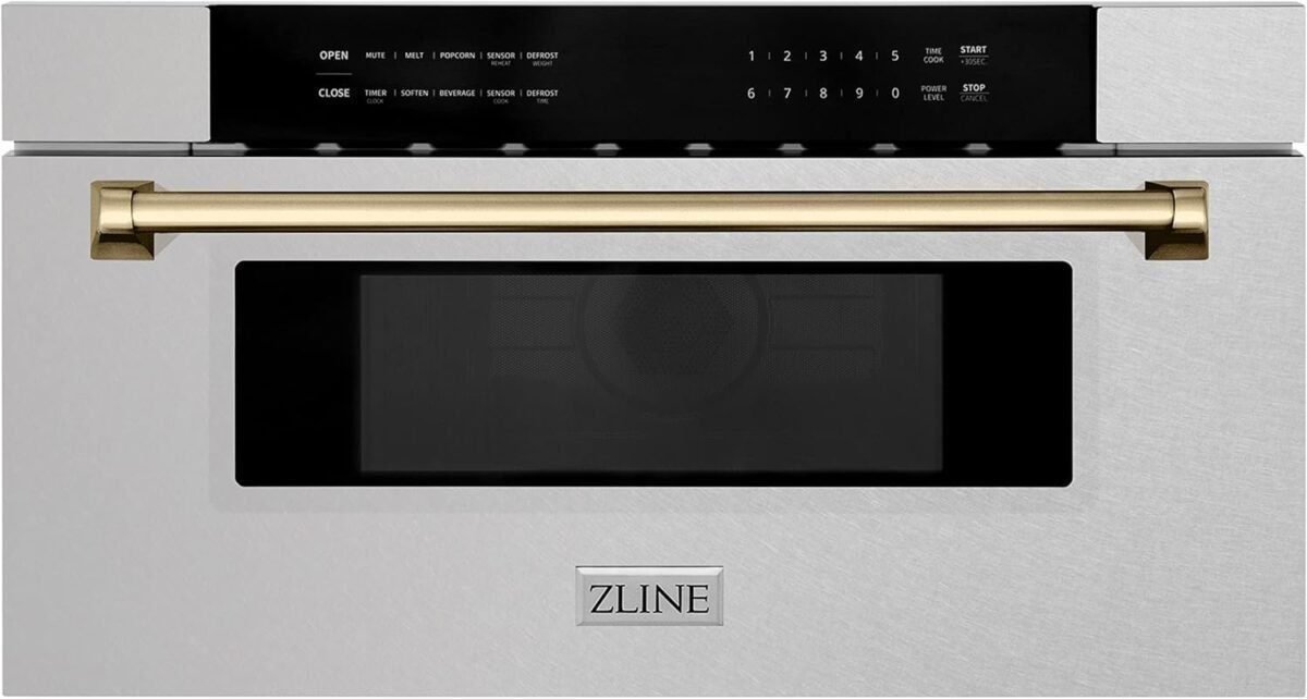 ZLINE Autograph 30" Built-In Microwave Drawer in Stainless w/Champagne Bronze