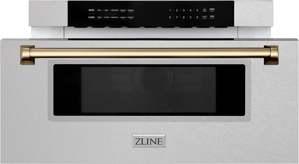 ZLINE Autograph 30" Built-In Microwave Drawer in Stainless w/Champagne Bronze