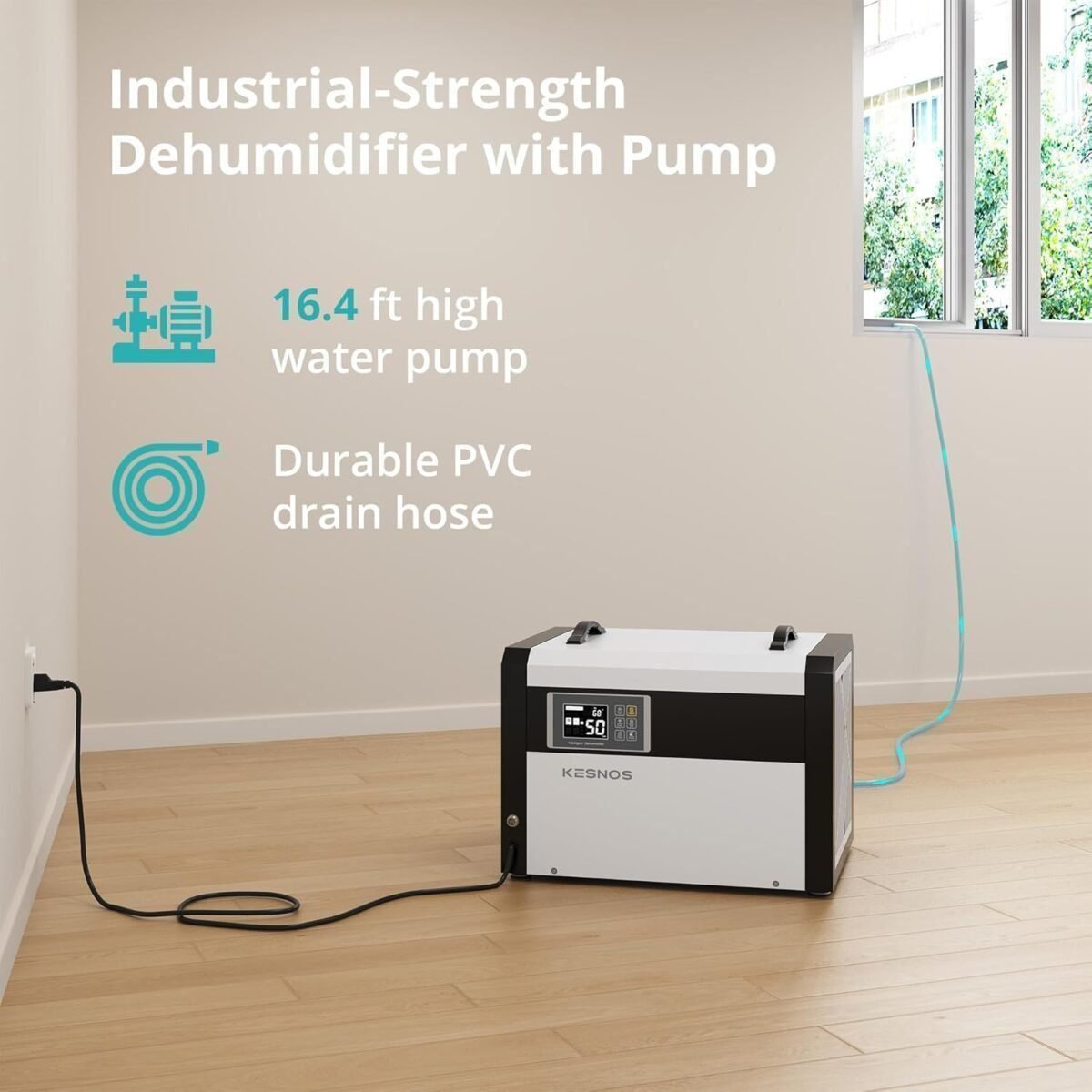 Kesnos Large Commercial Dehumidifier 158 Pints with Pump and Drain Hose for Space up to 7500 Sq. Ft