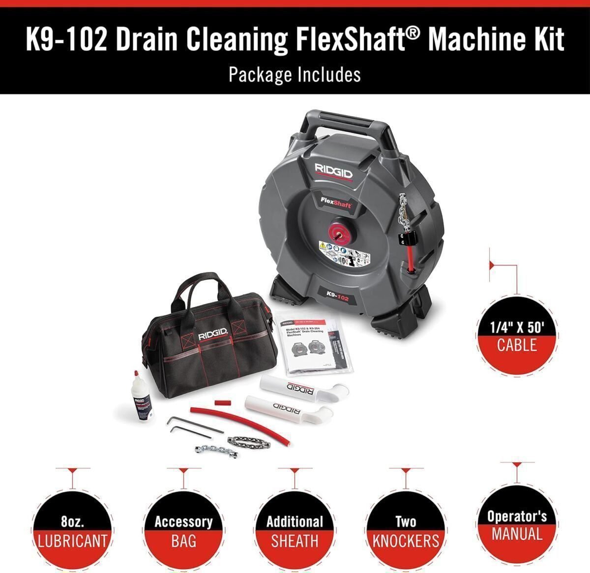 RIDGID K9-102 FlexShaft Machine Drain Cleaner