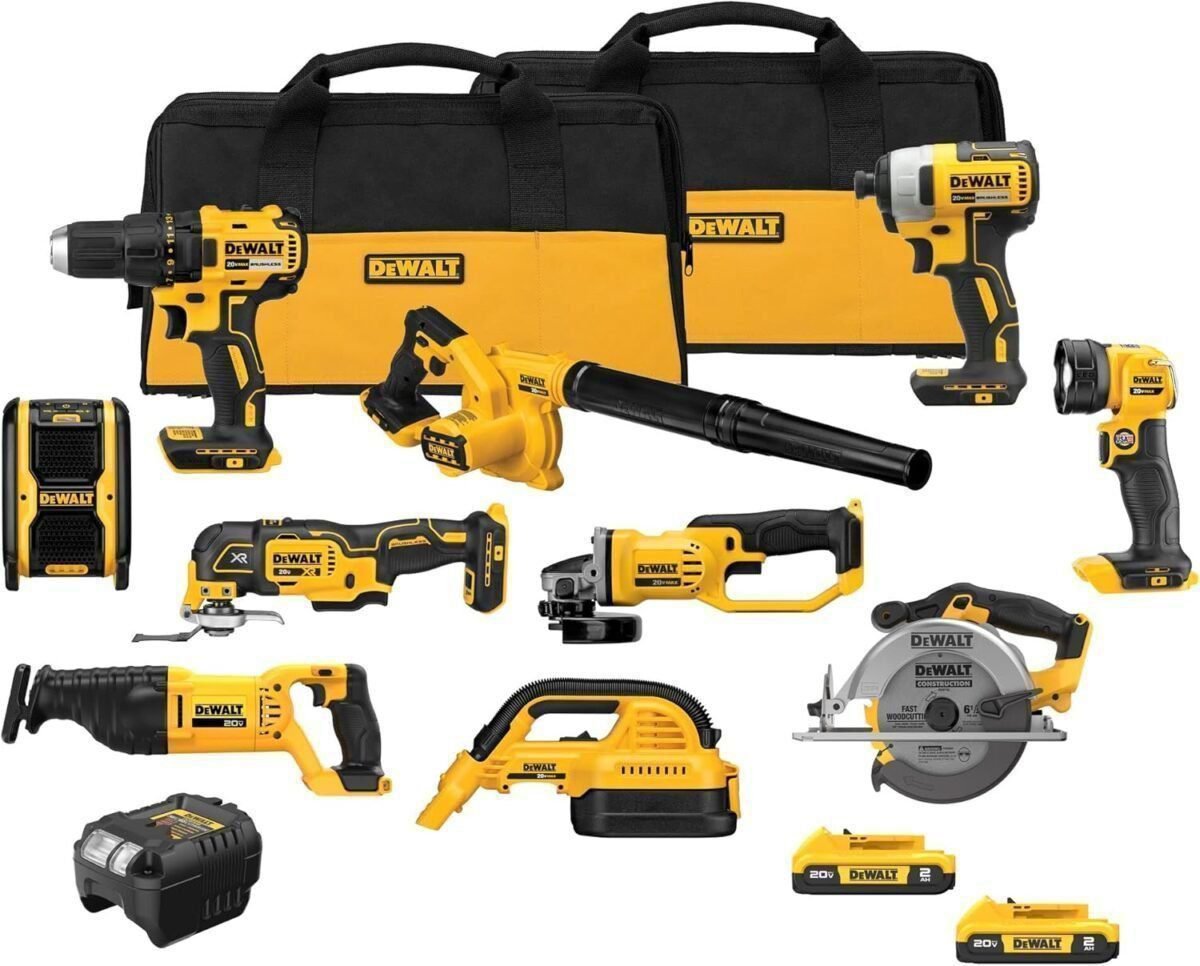 DEWALT 20V MAX Power Tool Combo Kit Cordless Power Tool Set 10-Tool DCK1021D2