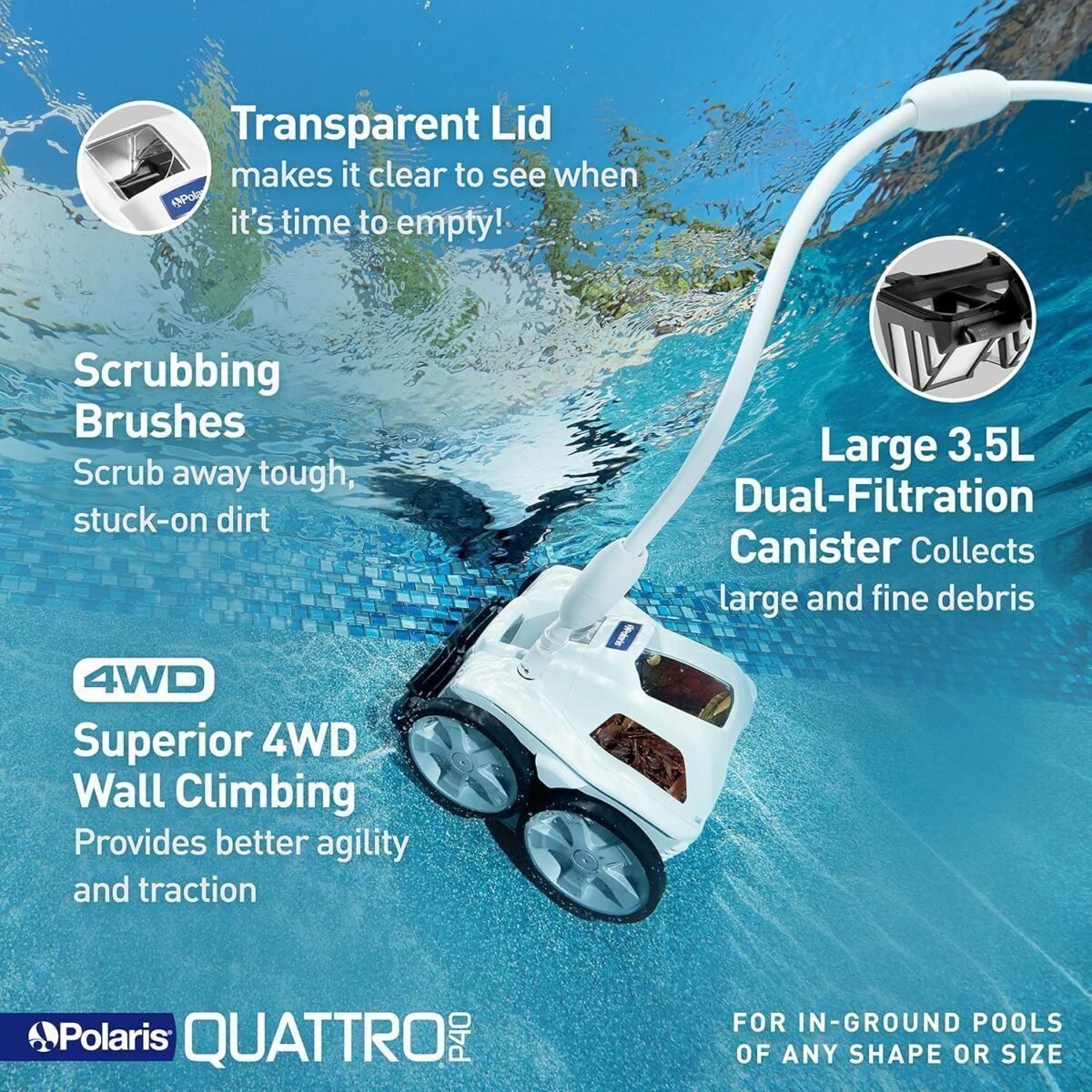 The Polaris Quattro P40 Pressure Side Pool Cleaner F40