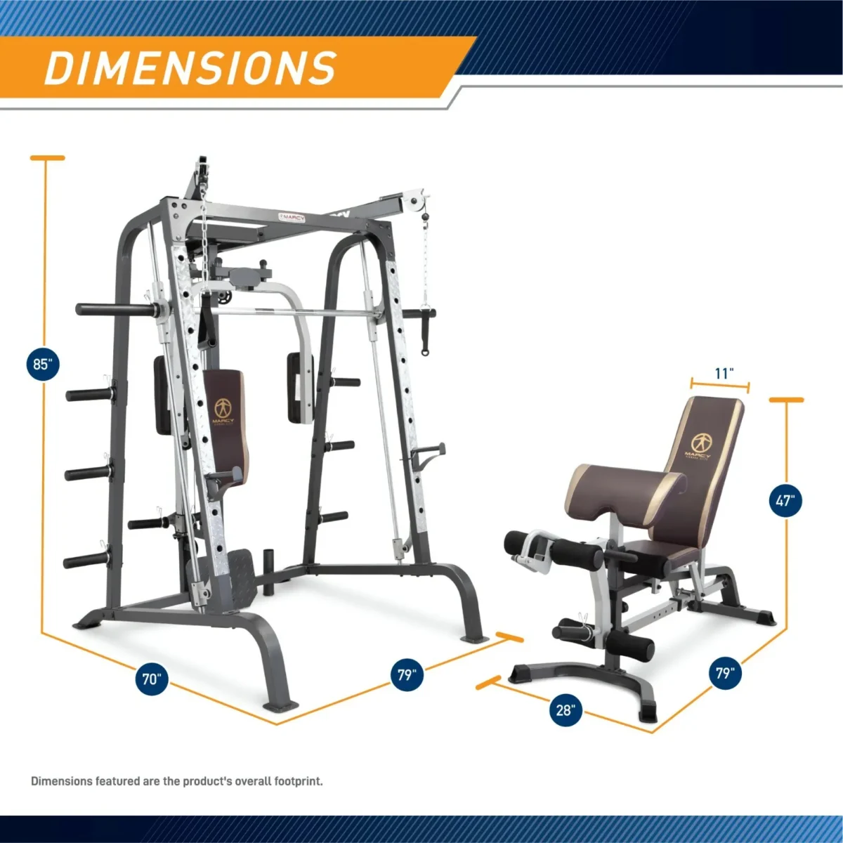 Marcy Home Gym Smith Cage System MD-9010G Weight Training Circuit Combo Machine