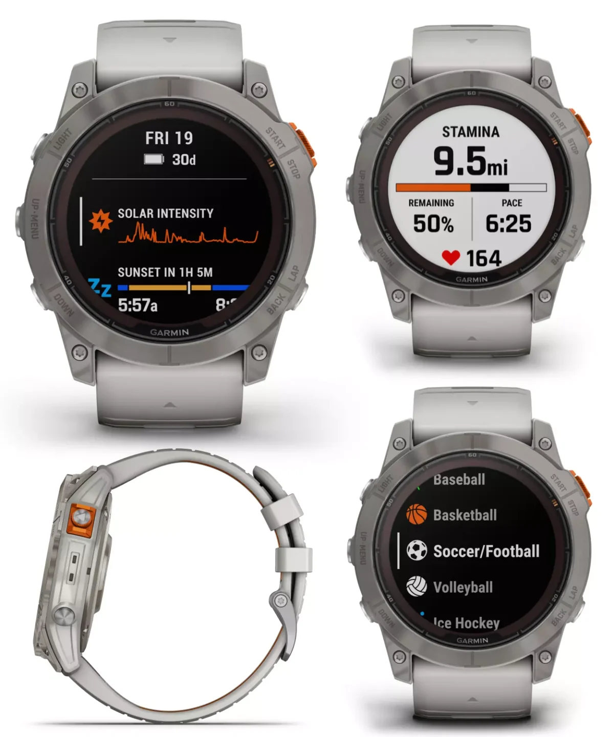 Garmin fenix 7X Pro Solar Sapphire 51mm Smartwatch Gary/Orange w/ Power Bank