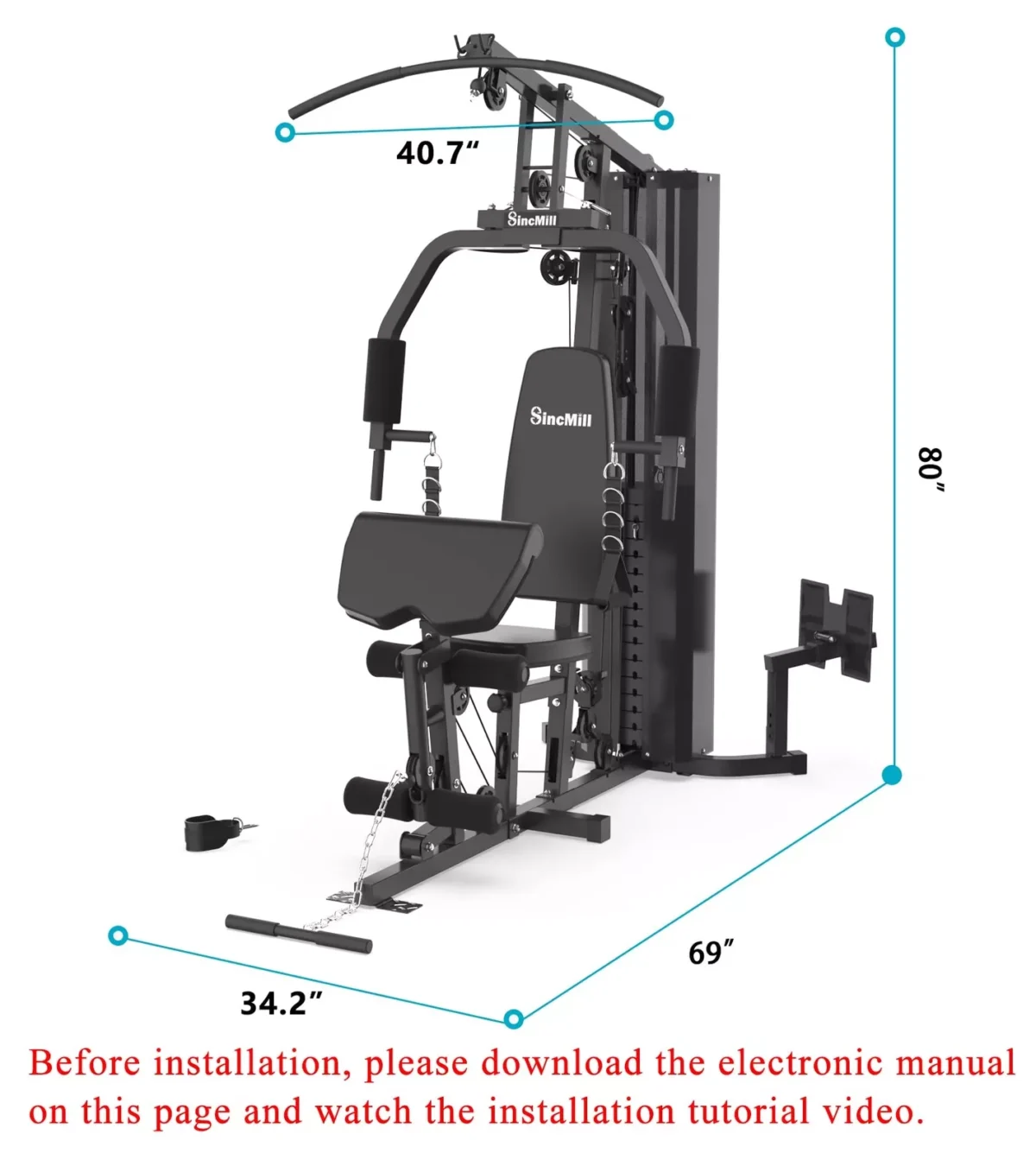 Full Body Home Gym System Exercise Equipment Weight Workout Station 148lbs