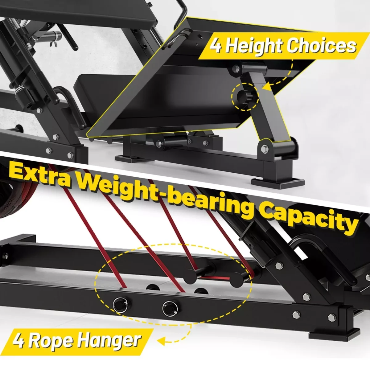 Leg Press Hack Squat Machine Adjustable Leg Exercise Machine with Linear Bearing