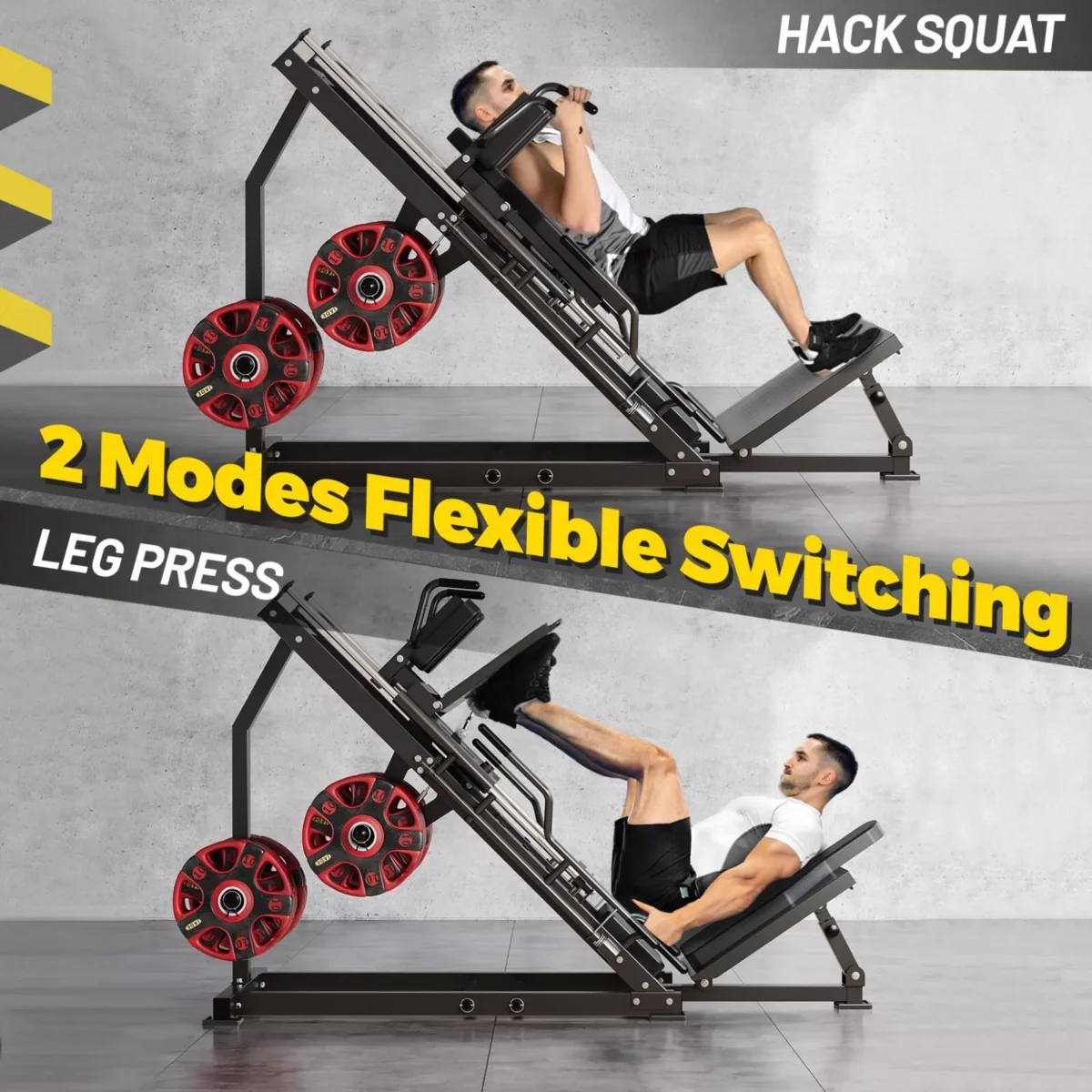 Leg Press Hack Squat Machine Adjustable Leg Exercise Machine with Linear Bearing