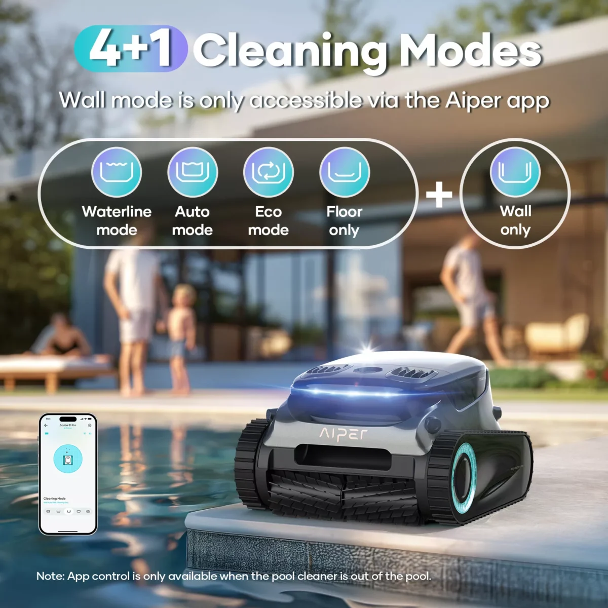 AIPER Scuba S1 Pro Cordless Pool Cleaner with Horizontal Waterline Cleaning