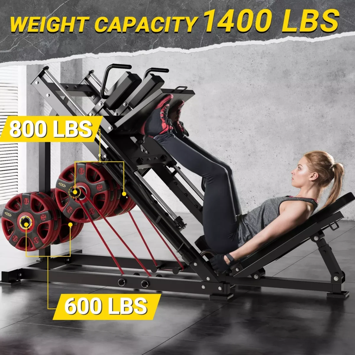 Leg Press Hack Squat Machine Adjustable Leg Exercise Machine with Linear Bearing