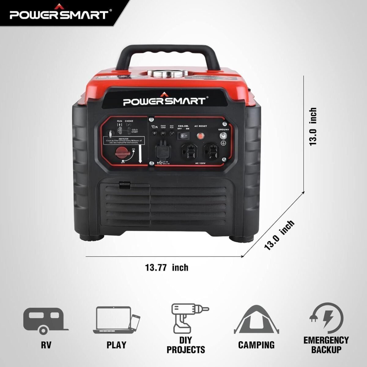 PowerSmart 1500-Watt Gas Powered Portable Inverter Generator, Super Quiet