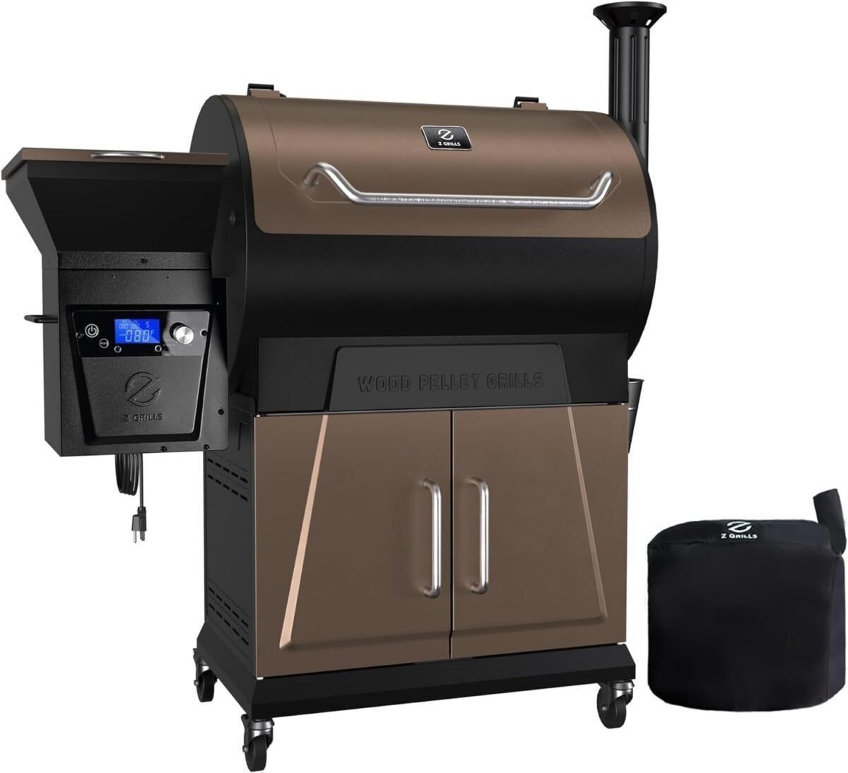 Z GRILLS Newest Pellet Grill Smoker with PID 2.0 Controller, LCD Screen, 2 Meat Probes, Huge Storage Cabinet