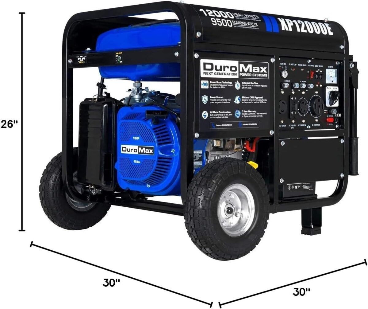 DuroMax Gas Powered Portable 12000 Watt-Electric Start-Home Back Up