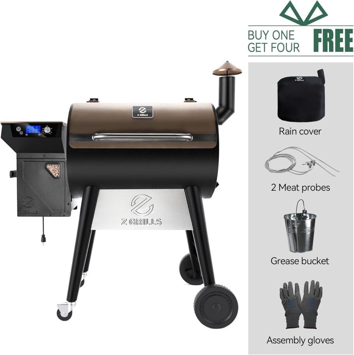 Z GRILLS Wood Pellet Grill Smoker with PID 2.0 Controller, 700 Cooking Area, Meat Probes, 7002C  Patio