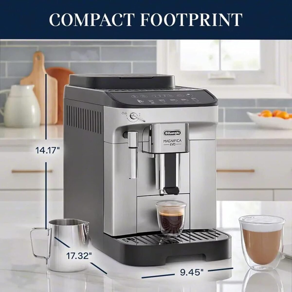 De'Longhi Magnifica Evo Automatic Espresso & Coffee Machine with Manual Milk Frother for Latte