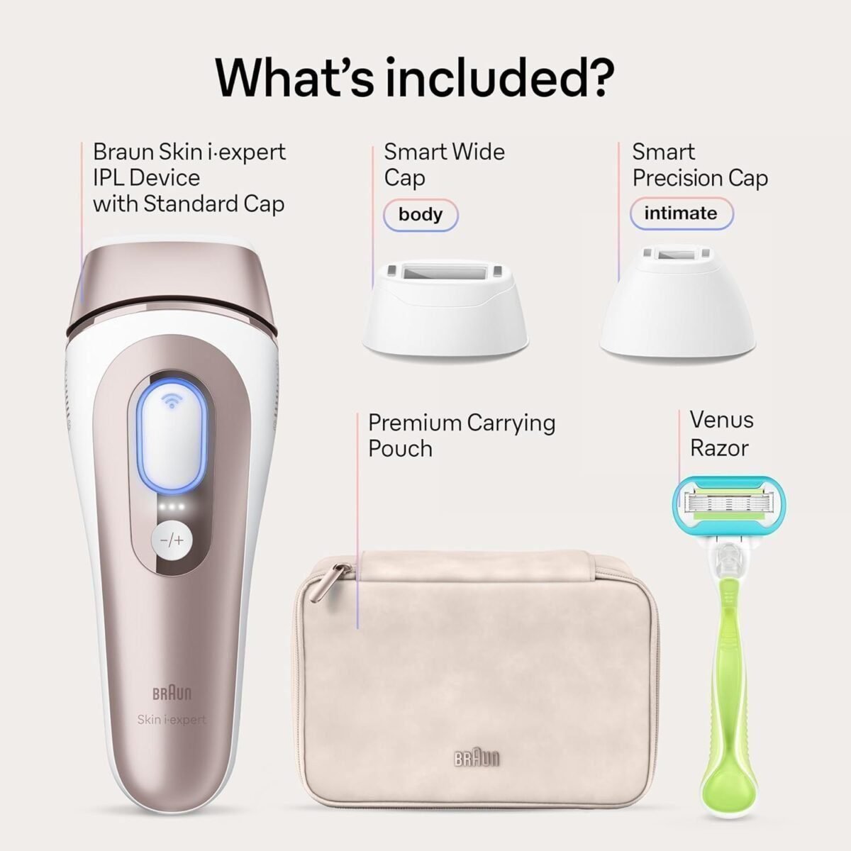 Braun IPL Skin i·expert, at Home Hair Removal, Holiday Gifts for Women and Men with Free App, Vanity Case