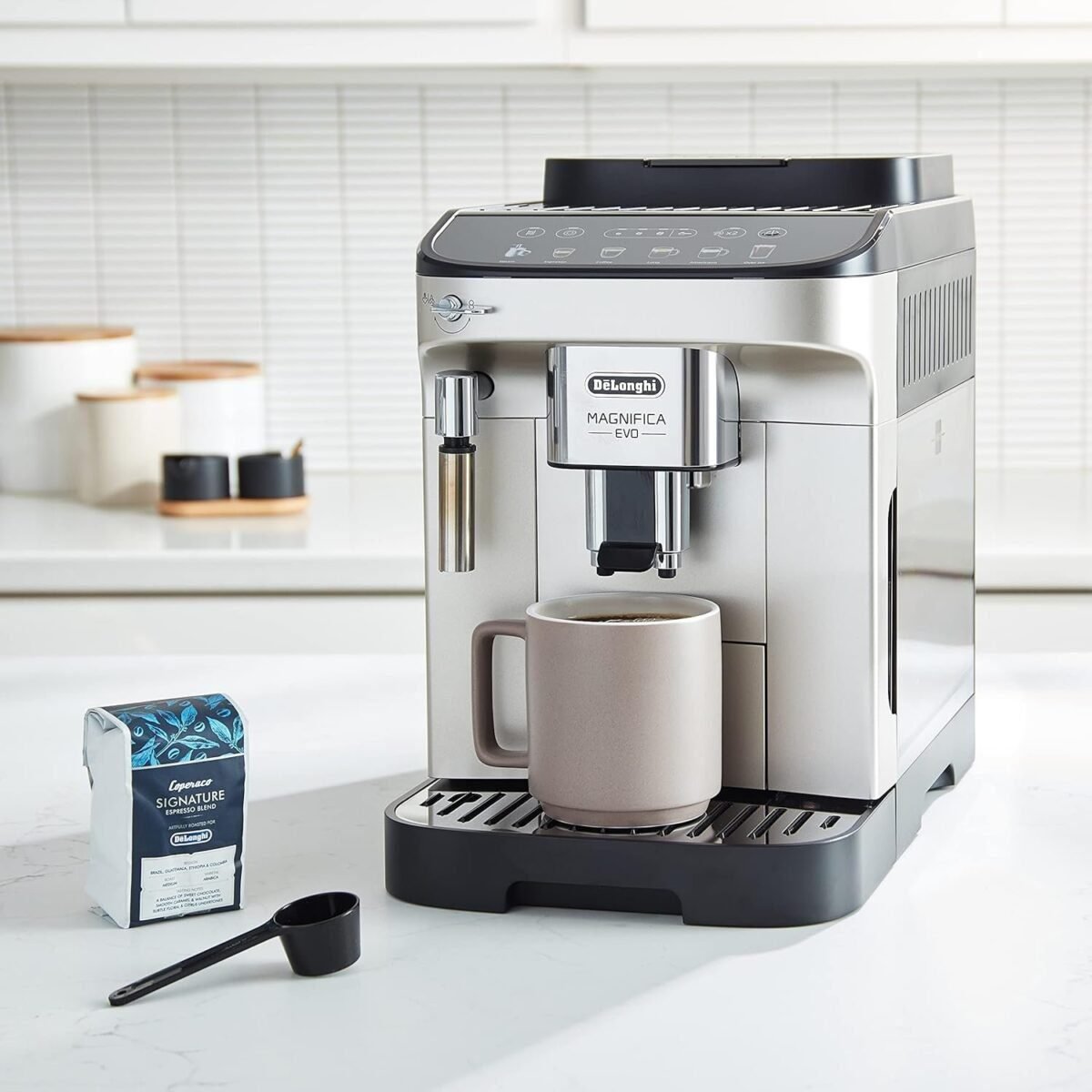 De'Longhi Magnifica Evo Automatic Espresso & Coffee Machine with Manual Milk Frother for Latte