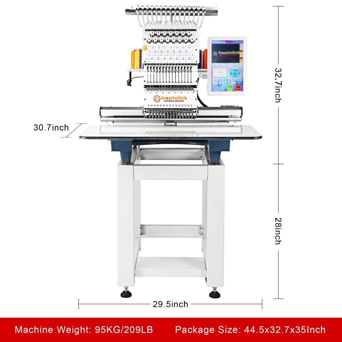 Smartstitch S-1501 Commercial Embroidery Machine with 15 Needles, 1200SPM Max Speed