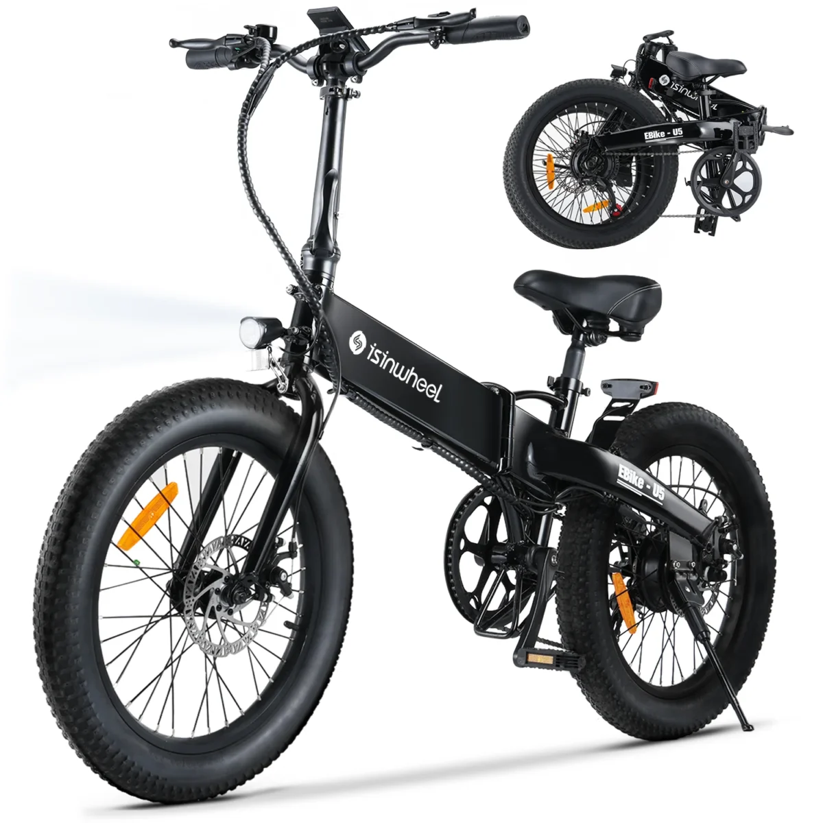 isinwheel U5-W Electric Bike Adult 500W, 20MPH, Max Range 45+ Mile E Bike