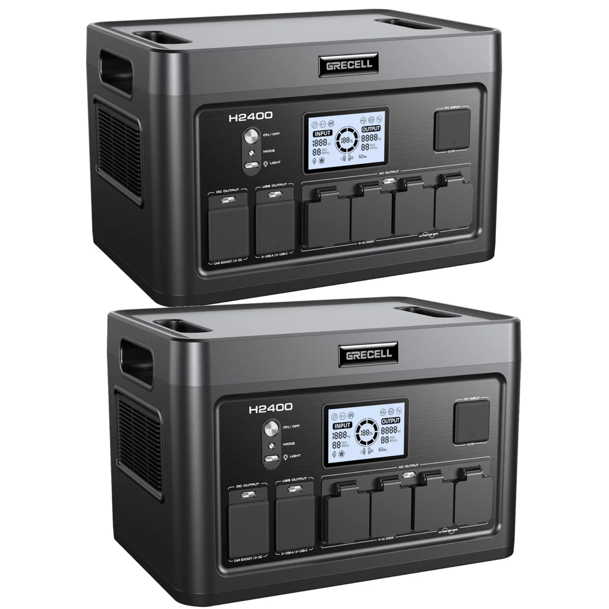 Power Station 2400W (2 Pack) 1843Wh LiFePO4 UPS Home Battery Backup Power w/4 AC Outlets Portable