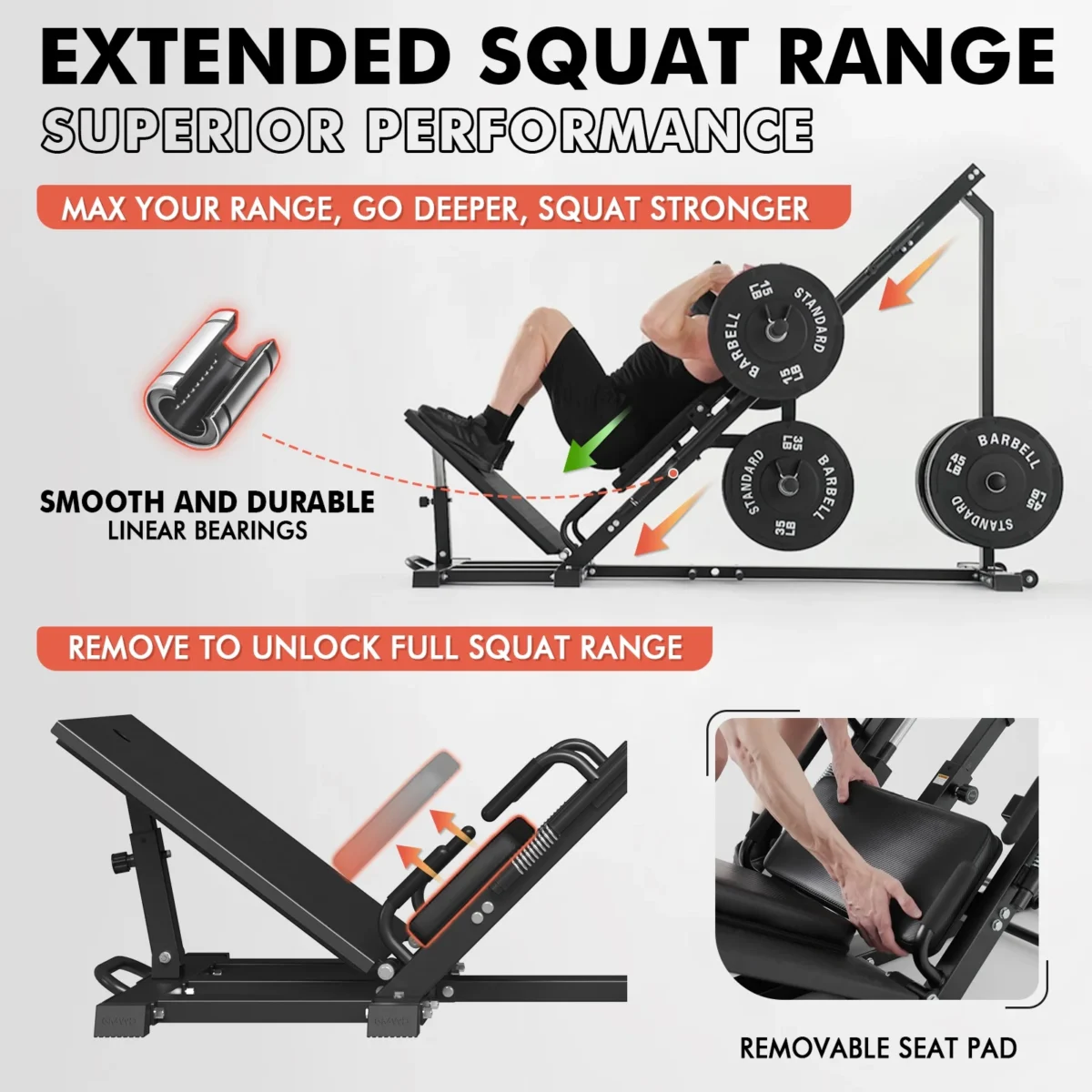 syedee Leg Press Hack Squat Machine, Leg Exercise Machine with Linear Bearing