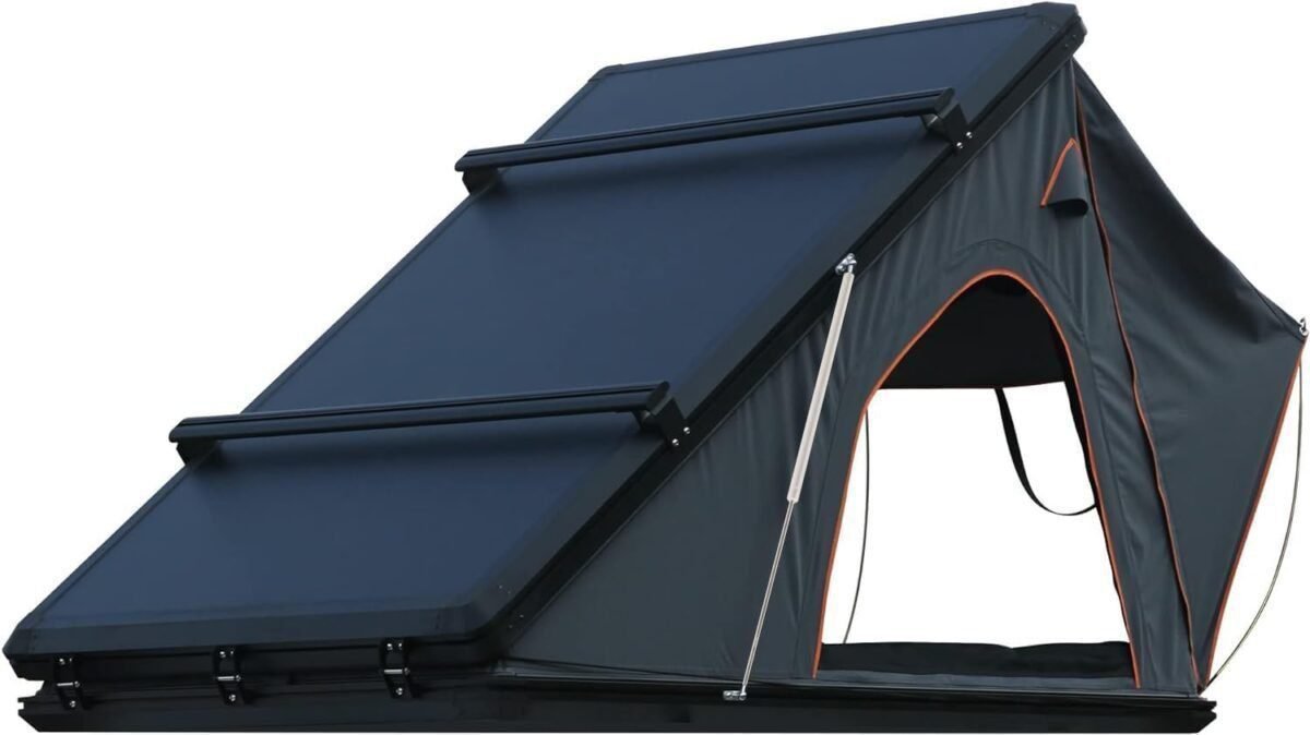 Trustmade Hard Shell Rooftop Tent with Roof Rack, Triangle Aluminium Black