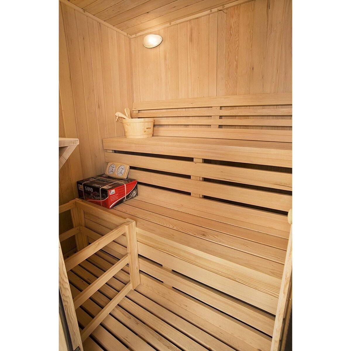 ALEKO STI4CED Canadian Cedar Indoor Wet or Dry Sauna Steam Room, 4.5 kW Harvia KIP Heater