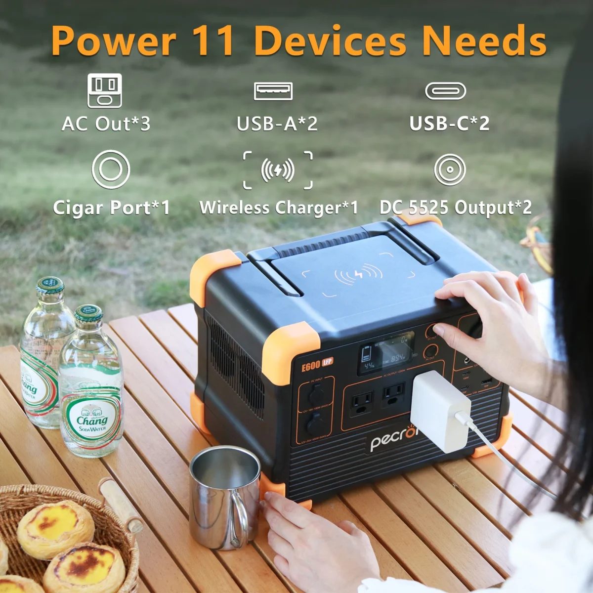 PECRON E600LFP Portable Power Station 614Wh/1200W Portable Generator LiFePO4 Battery Generator