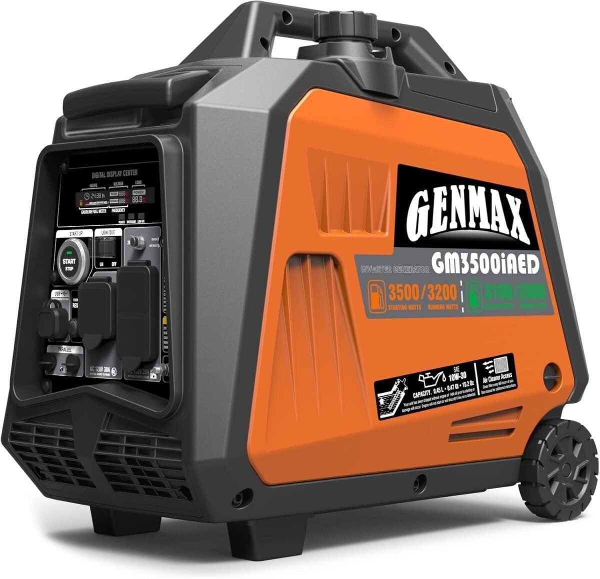 GENMAX Portable Inverter Generator, 3500W Super Quiet Gas