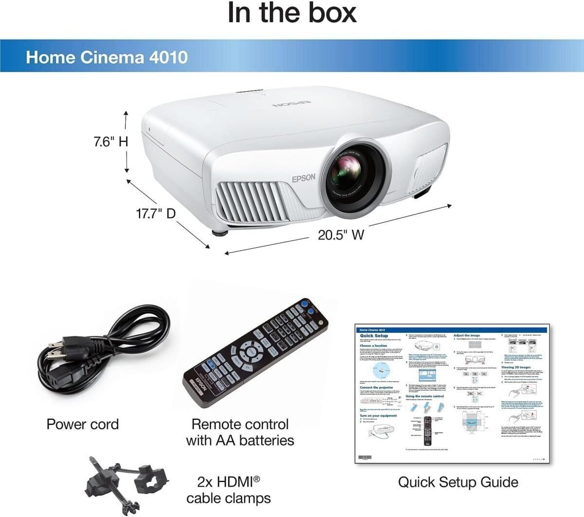 Epson Home Cinema 4010 4K PRO-UHD (1) 3-Chip Projector with HDR