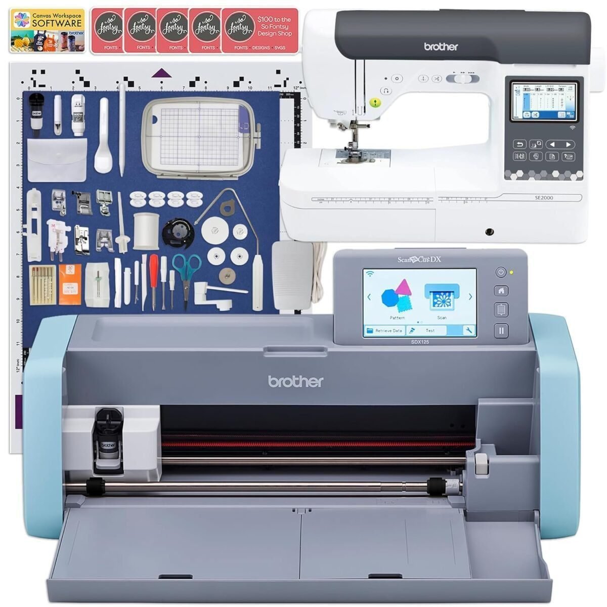 Brother SE2000 5" x 7" Embroidery & Sewing Machine Bundle with Brother ScanNCut