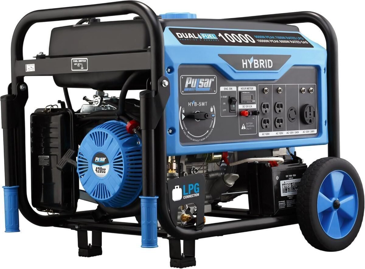 Pulsar PG10000B16 Portable Dual Fuel Generator-8000 Rated 10000 Peak Watts-Gas