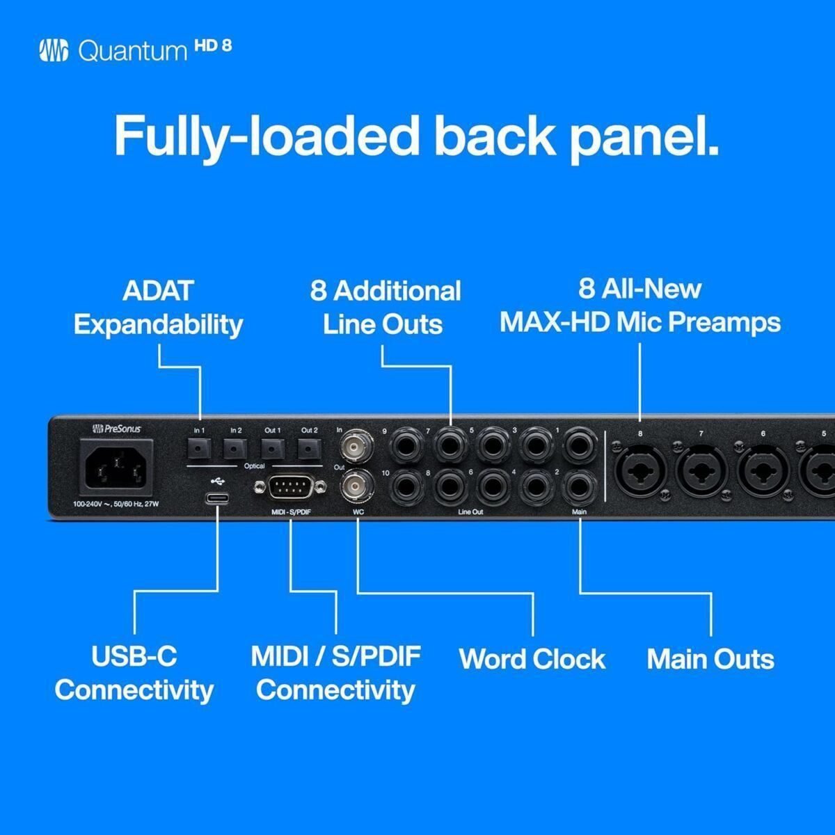 PreSonus Quantum HD 8 26 x 30, 32-bit / 192 kHz USB-C Audio Interface