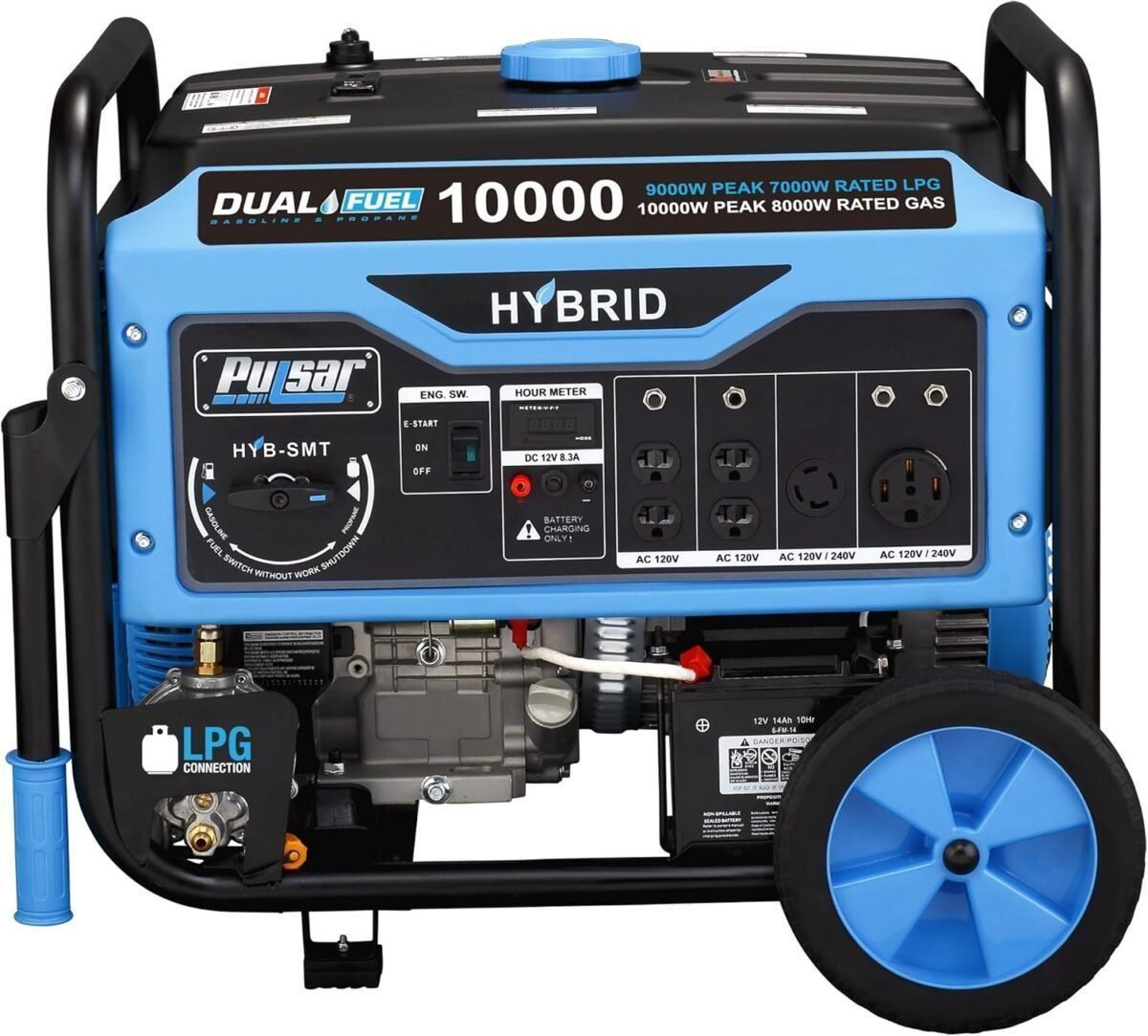 Pulsar PG10000B16 Portable Dual Fuel Generator-8000 Rated 10000 Peak Watts-Gas