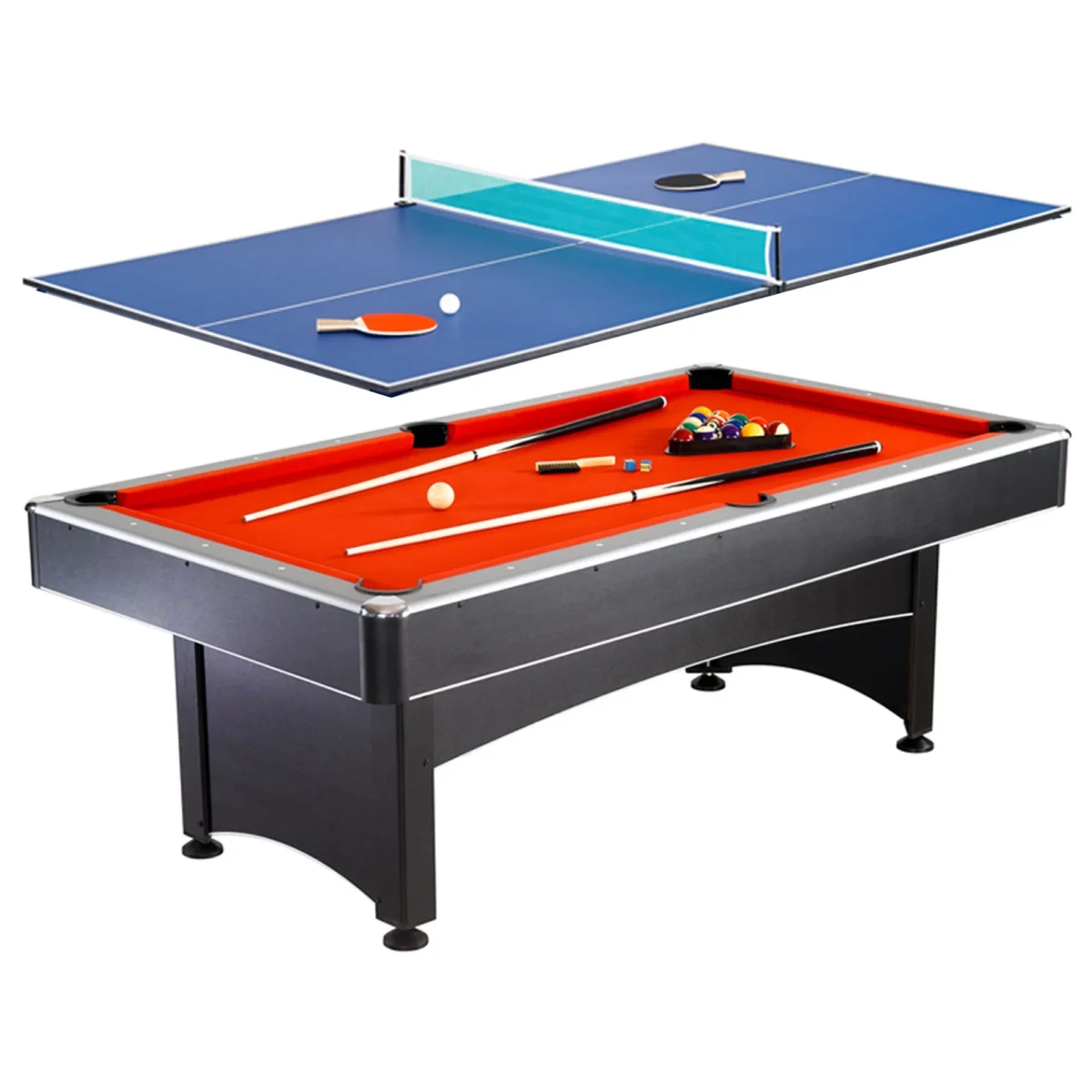 Hathaway Maverick Pool Table with Table Tennis Top, 7-ft, Red