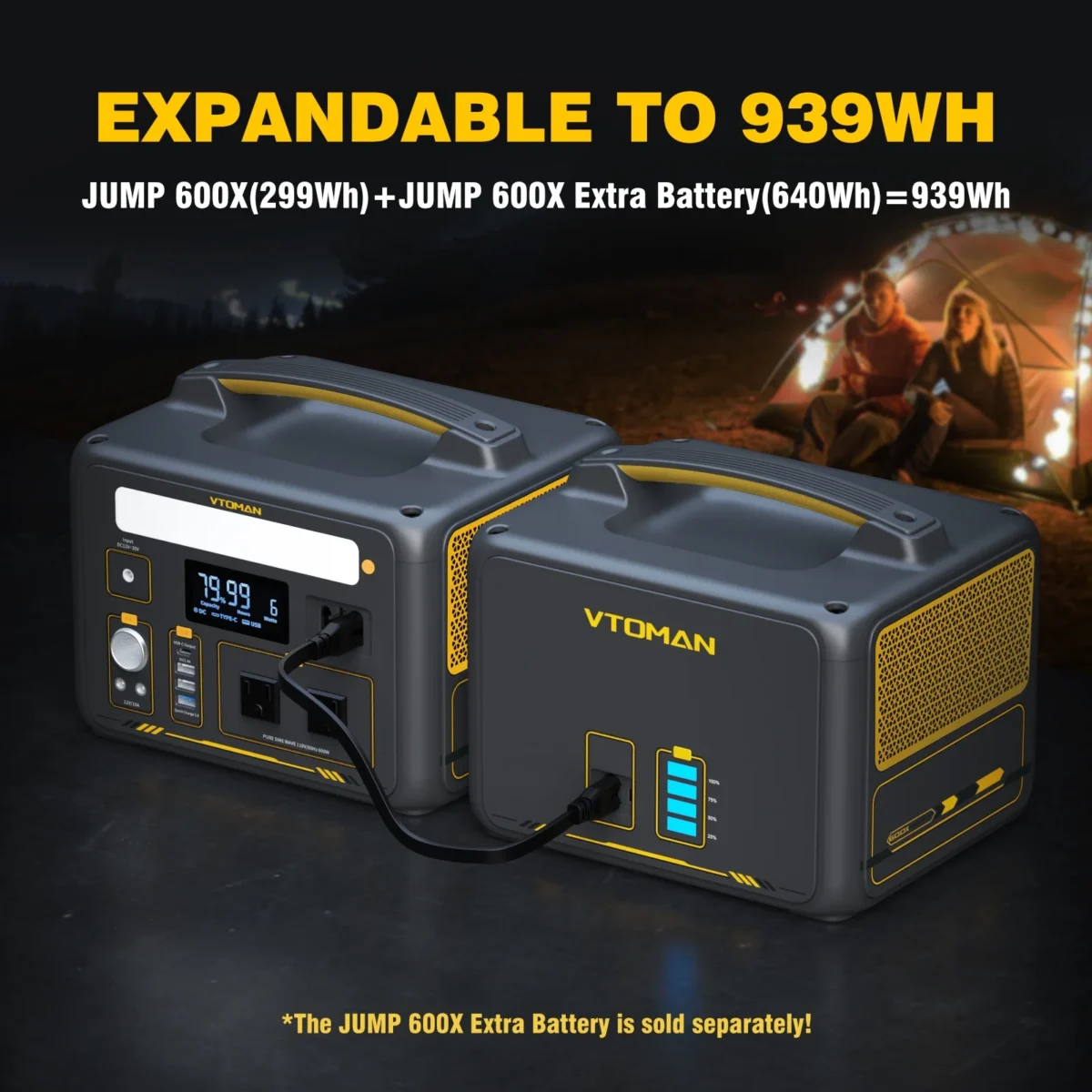 VTOMAN Jump 600X Portable Power Station 600W (1200W Peak), 299Wh LFP Solar Generator