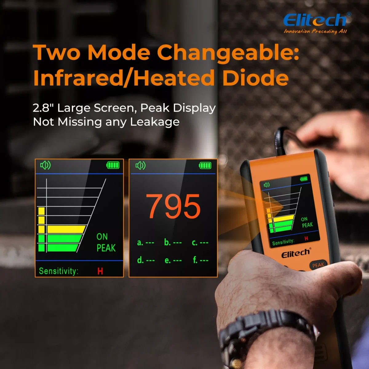 Elitech 2-in-1 Refrigerant Leak Detector Infrared&Heated Diode Sensor IR-200