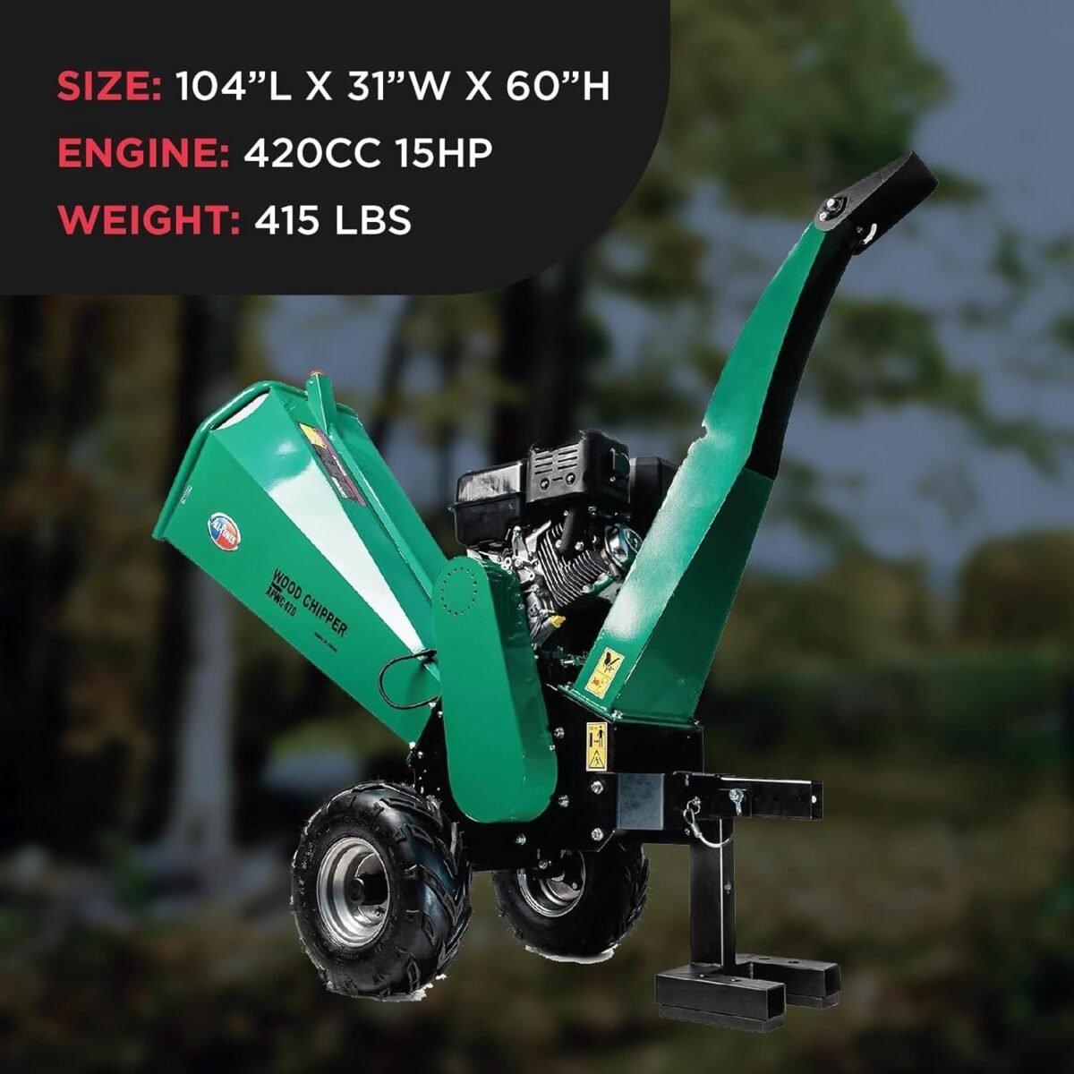 All Power APWC420 Woodchipper Mulcher 15HP JD Engine 420cc Gas Powered Chipper Shredder