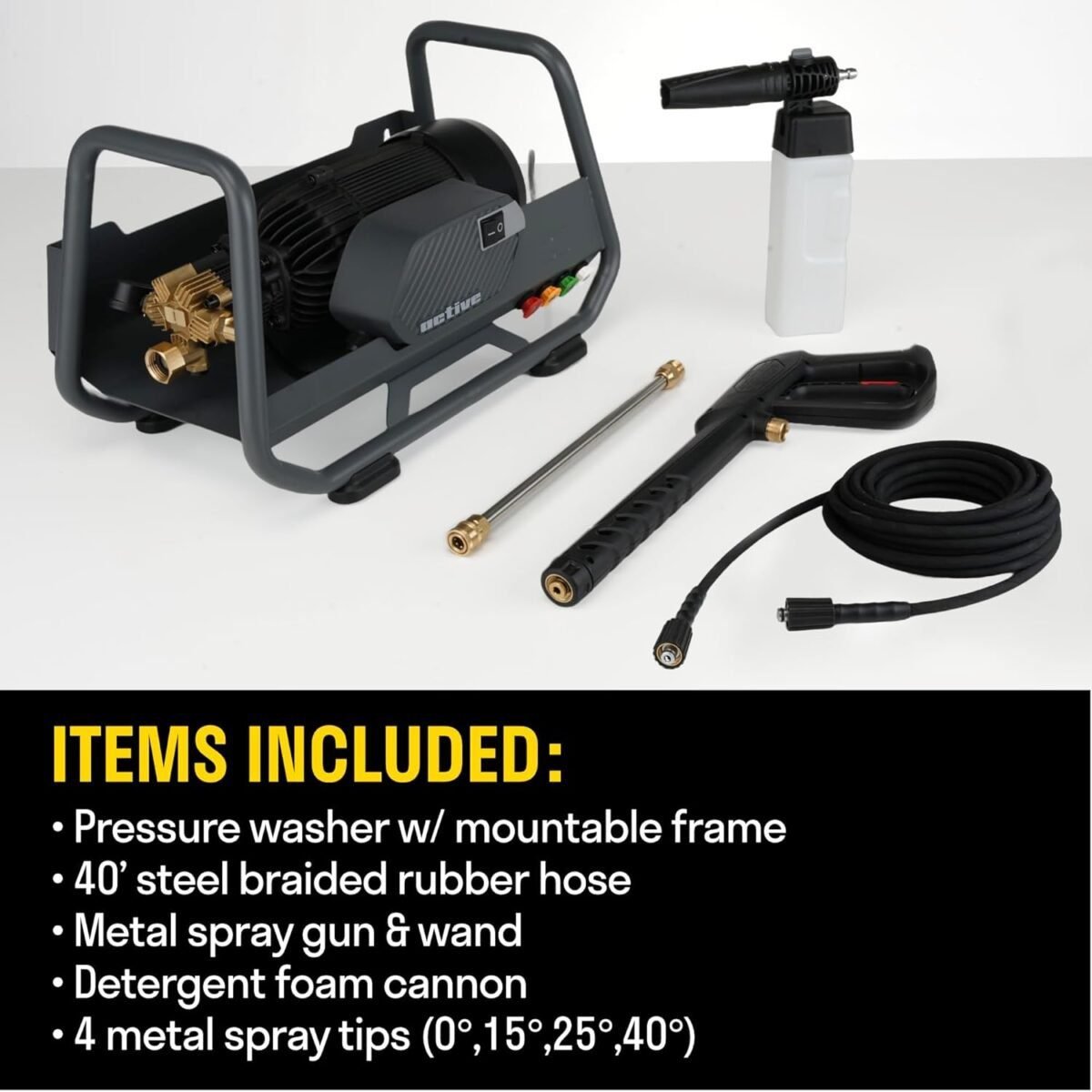 ACTIVE 2.3 Electric Pressure Washer with 2.3 GPM & Power Wash Output of 3,450 Cleaning Units