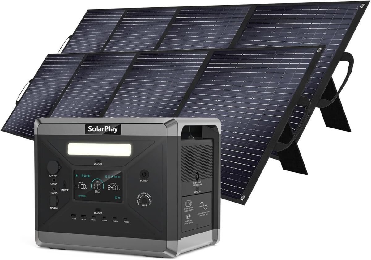 SolarPlay 2400W Portable Power Station, 2160Wh Large Capacity Solar Generator with 2x200W Solar Panel