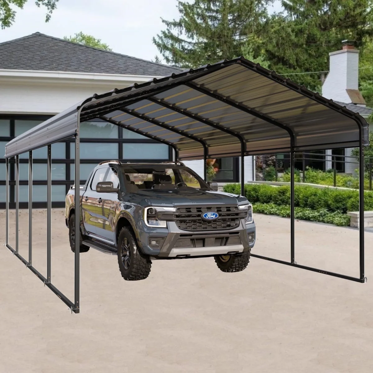 Summit Living 12 x 20 ft Outdoor Metal Carport with Galvanized Steel Roof