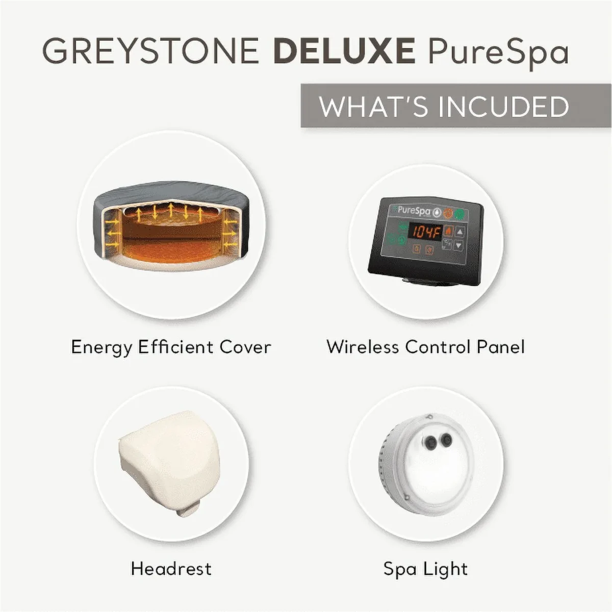 PureSpa Plus Greystone Hot Tub, 94×28″, w/ Filter Cartridge